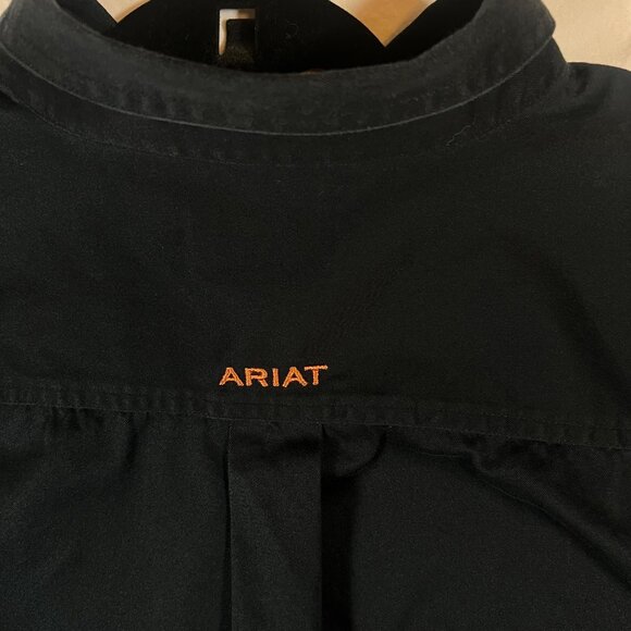 Ariat Mens Black Button-Down Long-Sleeve Shirt XL Cotton Blend Embroidered Logo - Picture 5 of 9
